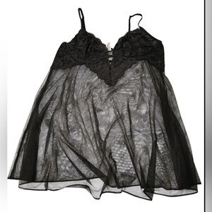 Victoria's Secret Black Sheer Lace Chemise